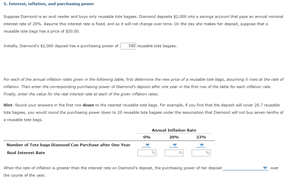 Solved 5 Interest Inflation And Purchasing Power Suppose