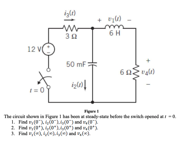 Solved Figure 1The circuit shown in ﻿Figure 1 ﻿has been at | Chegg.com
