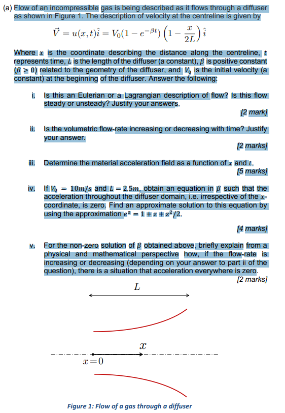 Solved Flow Of An Incompressible Gas Is Being Described A Chegg Com