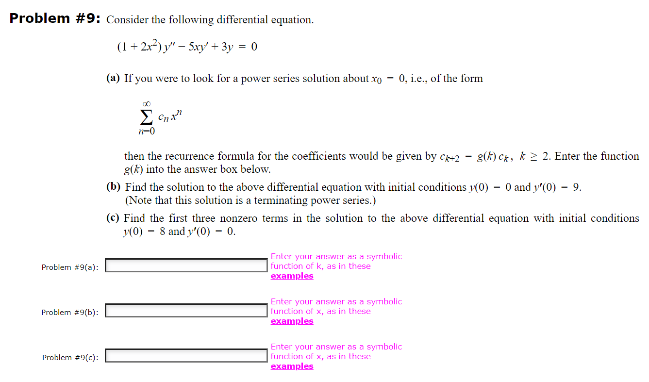 Solved Problem #9: Consider The Following Differential | Chegg.com