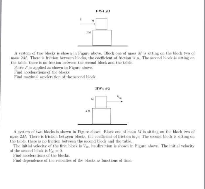 Solved A system of two blocks is shown in Figure above. | Chegg.com