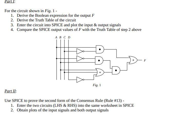 Solved Part I: For the circuit shown in Fig. 1 - 1. Derive | Chegg.com