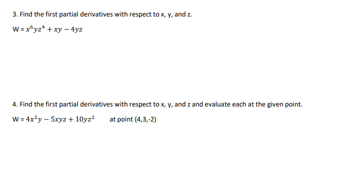 Solved 3. Find the first partial derivatives with respect to | Chegg.com