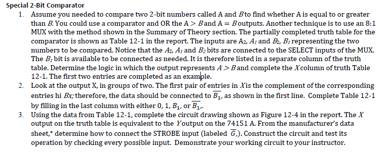 1. Assume You Needed To Compare Two 2-bit Numbers | Chegg.com