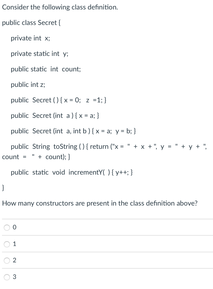 Solved Consider The Following Class Definition. Public Class | Chegg.com