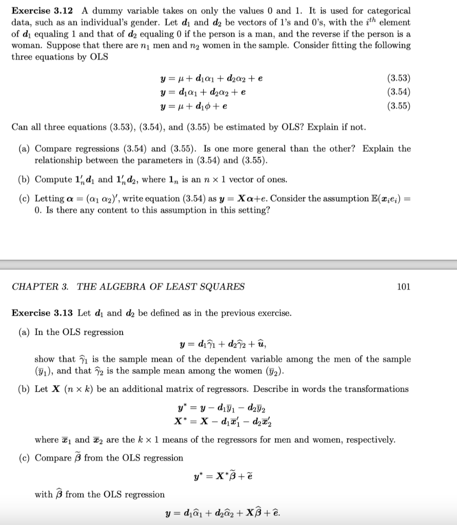 ECONOMETRICS Bruce Hansen - ANSWER 3.13 NOT 3.12!!!! | Chegg.com