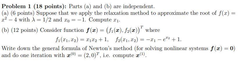 Solved Problem 1 (18 points): Parts (a) and (b) are | Chegg.com