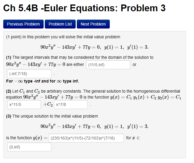 Solved Ch 5.4B -Euler Equations: Problem 3 Previous Problem | Chegg.com