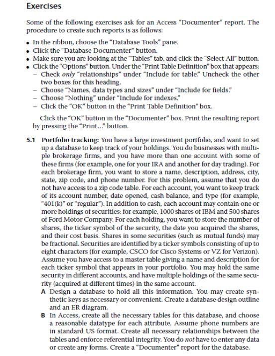 Solved Some of the following exercises ask for an Access | Chegg.com