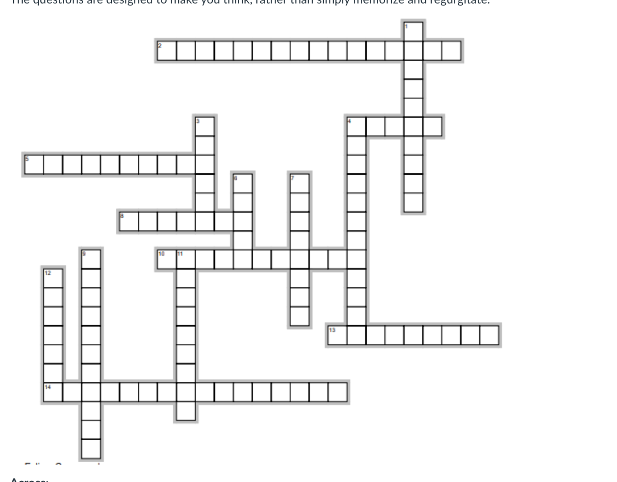 Solved Across:2 ﻿across: Anatomical structure containing | Chegg.com