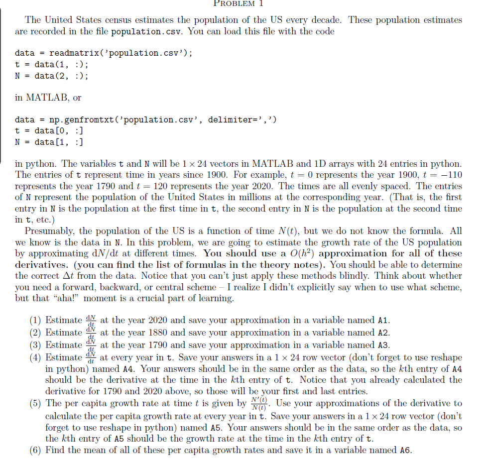 Solved USE MATLAP PLEASE. I NEED HELP WITH (4) ﻿AND (5)!!The | Chegg.com