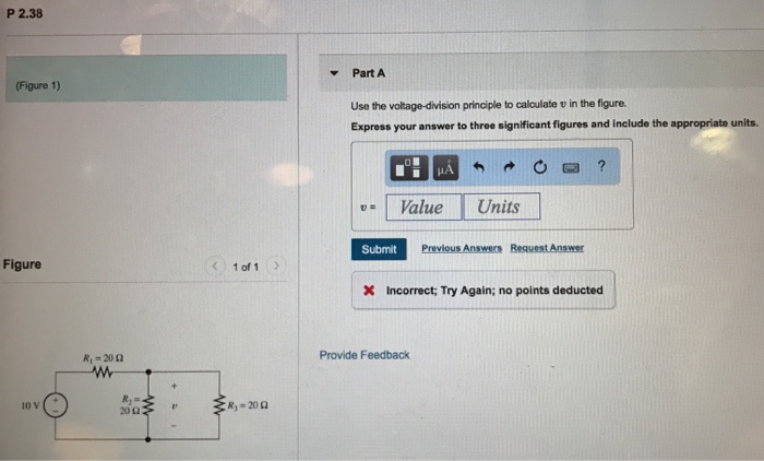 Solved P 2.38 Part A (Figure 1) Use the voltage-division | Chegg.com