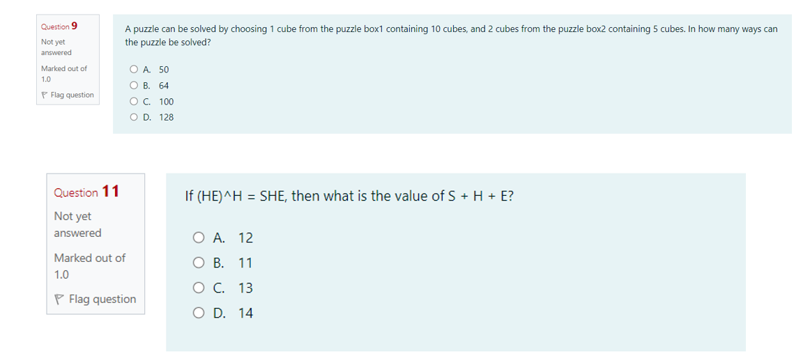 Solved The Puzzle Be Solved? A. 50 B. 64 C. 100 D. 128 | Chegg.com