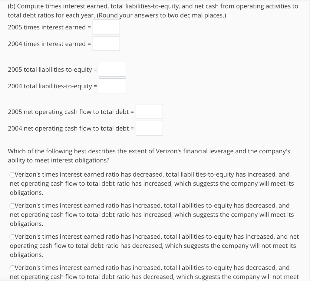 Solved B) Compute Times Interest Earned, Total | Chegg.com