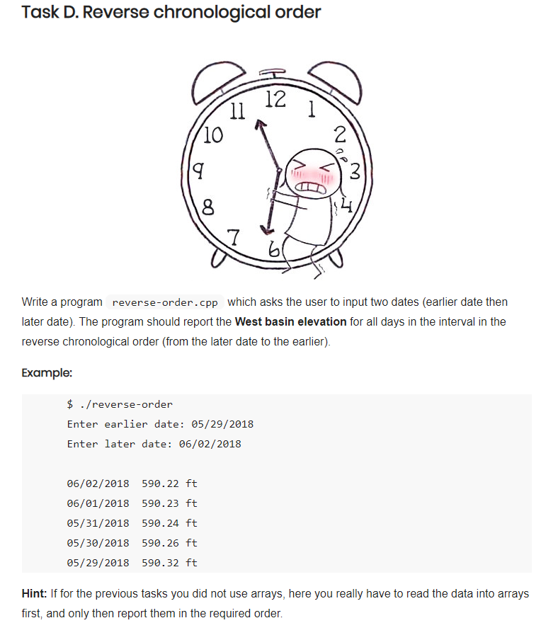 Solved Task D. Reverse chronological order 12 10 2 8 7 Write | Chegg.com