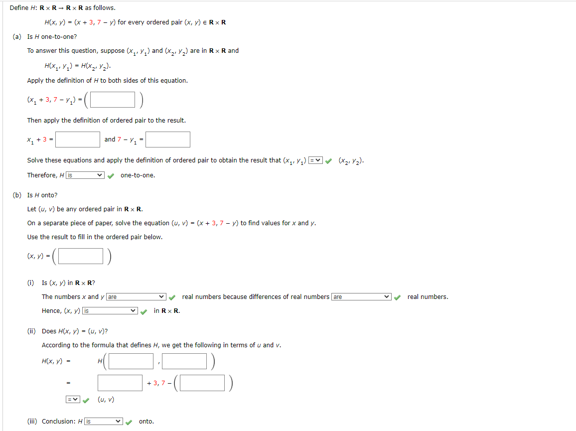 Solved fine H:R×R→R×R as follows. H(x,y)=(x+3,7−y) for every | Chegg.com