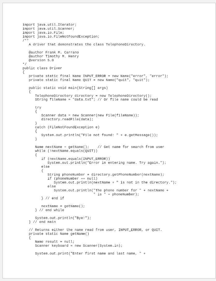 Solved Lab 20 Dictionary PhoneDirectory p576 Run the driver | Chegg.com
