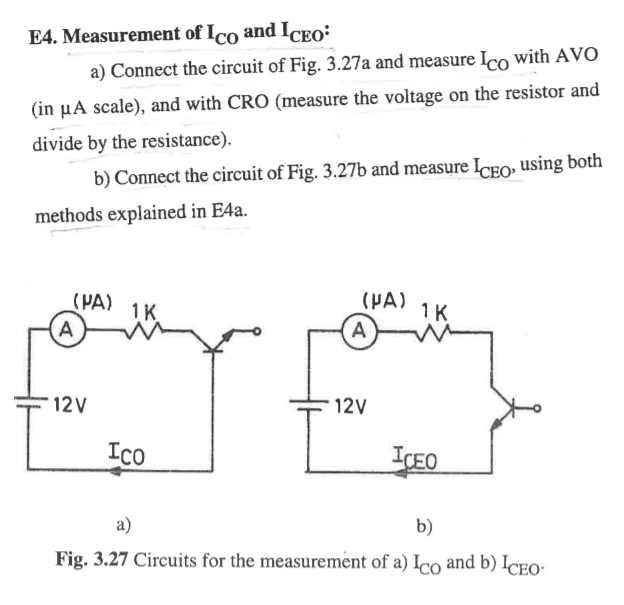 Solved E4. Measurement of Ico and ICEO: a) Connect the | Chegg.com