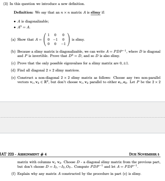 Solved (3) In this question we introduce a new definition. | Chegg.com