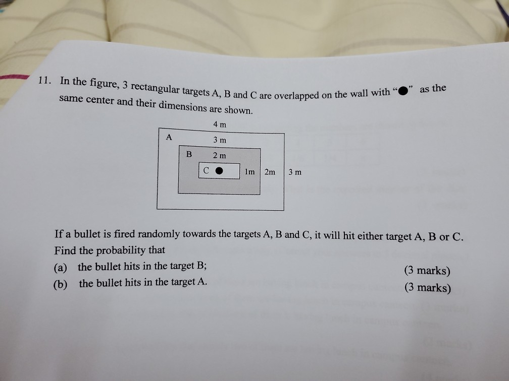 Solved 11. In the figure, 3 rectangular targets A, B and C | Chegg.com