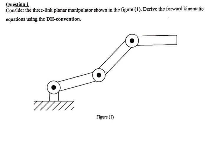 Solved Question 1 Consider the three-link planar manipulator | Chegg.com