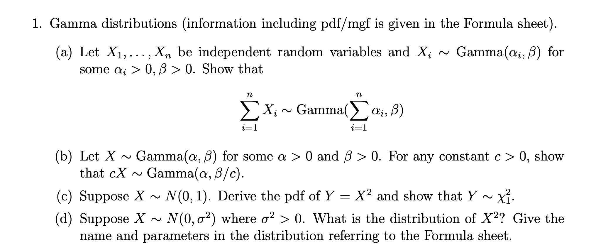 Solved 1 Gamma Distributions Information Including Pdf Chegg Com