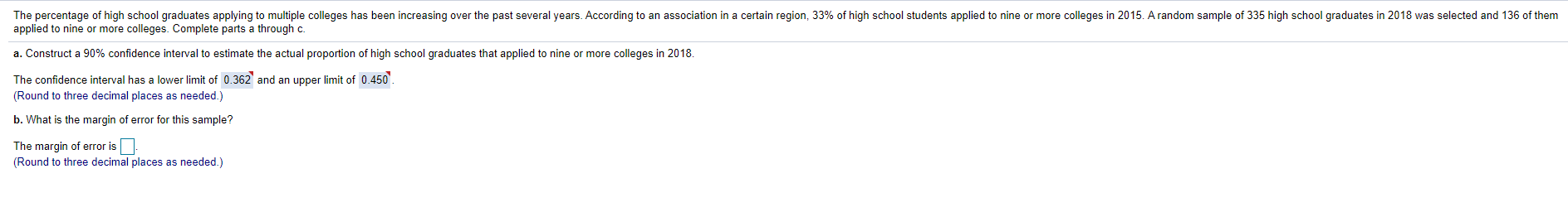 Solved The percentage of high school graduates applying to | Chegg.com