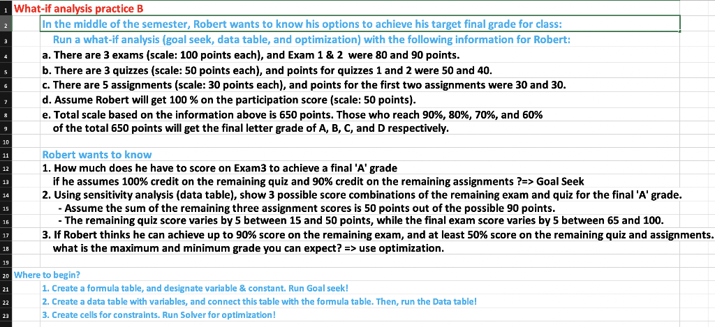 1 What If Analysis Practice B In The Middle Of The | Chegg.com