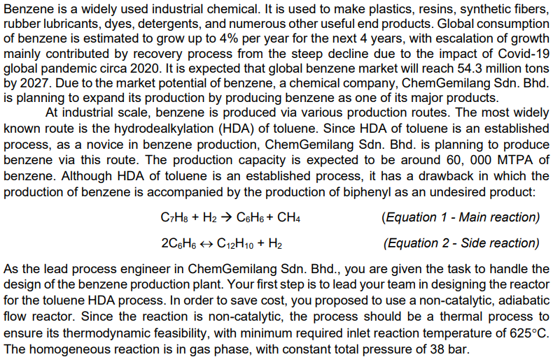 Solved Benzene Is A Widely Used Industrial Chemical It Is Chegg Com   PhpVig0hf