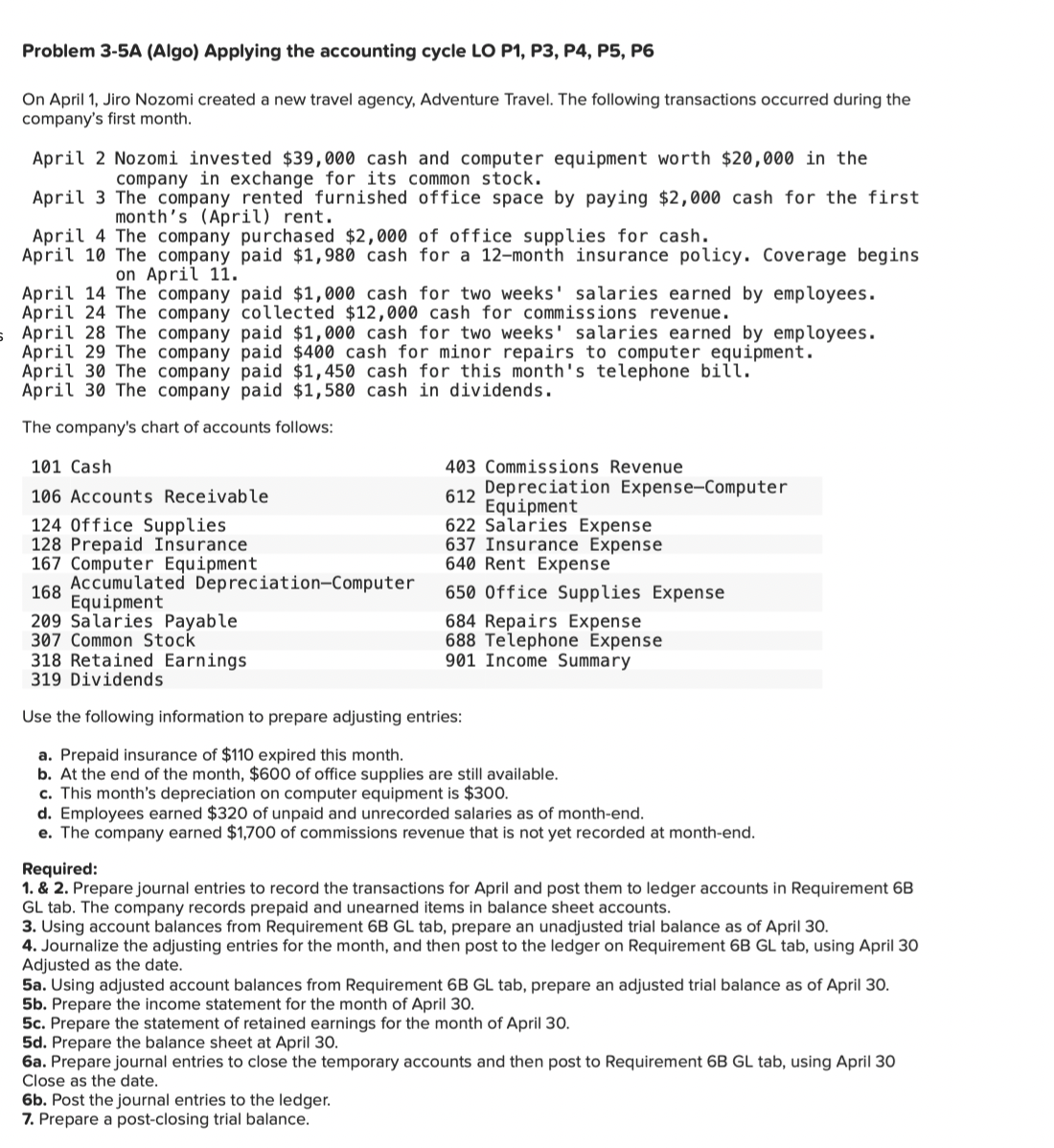 Solved Problem 35A (Algo) Applying the accounting cycle LO