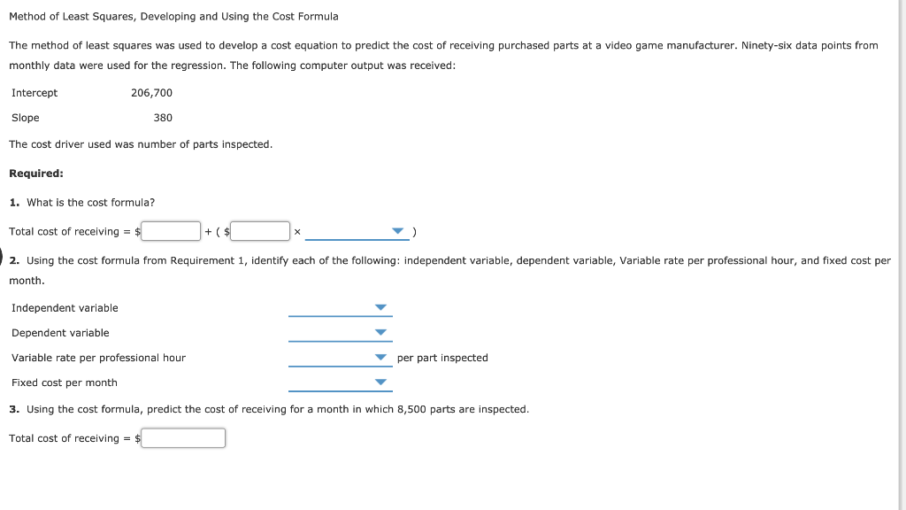 Solved Method of Least Squares, Developing and using the | Chegg.com