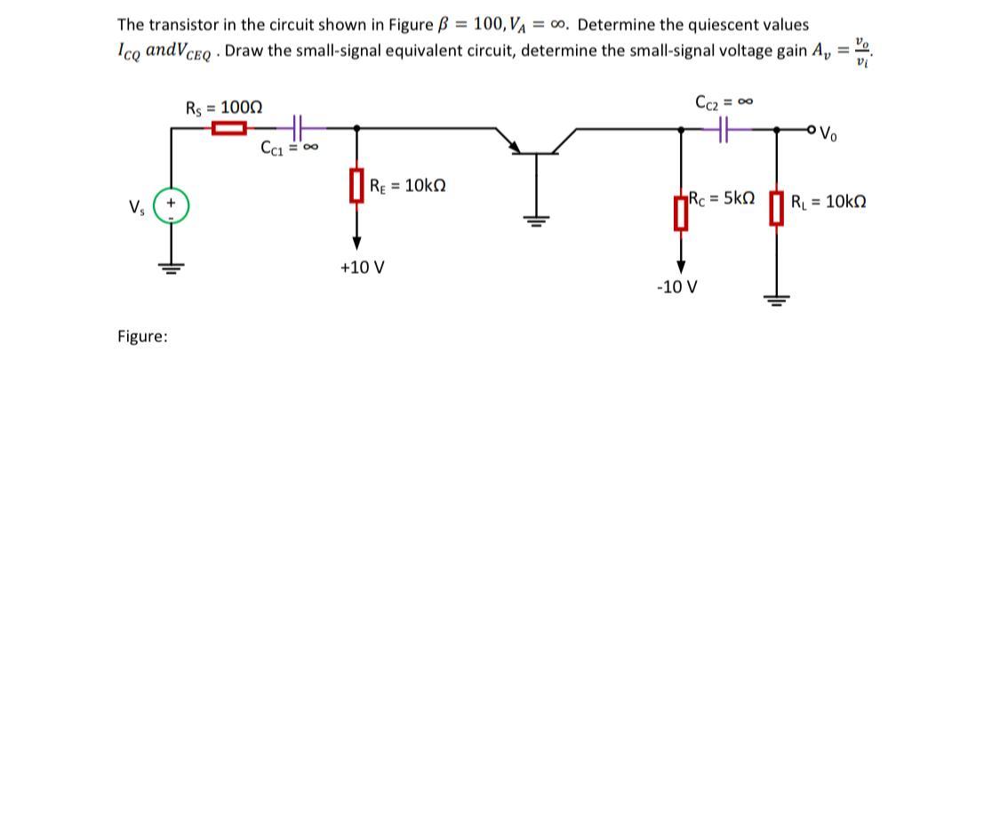 Solved The transistor in the circuit shown in Figure ß = | Chegg.com