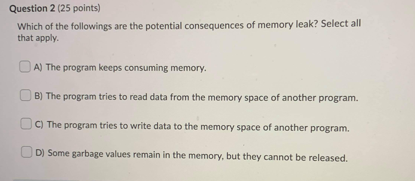 Solved Question 1 (25 points) Saved Which one of the | Chegg.com