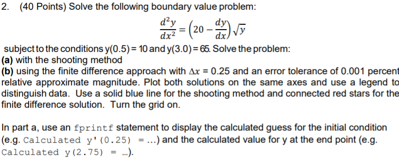 Solved 2. (40 Points) Solve the following boundary value | Chegg.com
