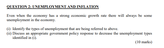 Solved QUESTION 2: UNEMPLOYMENT AND INFLATION Even When The | Chegg.com