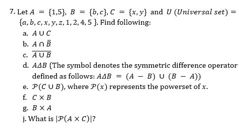 Solved 7 Let A 1 5 B B C C X Y And U Un Chegg Com