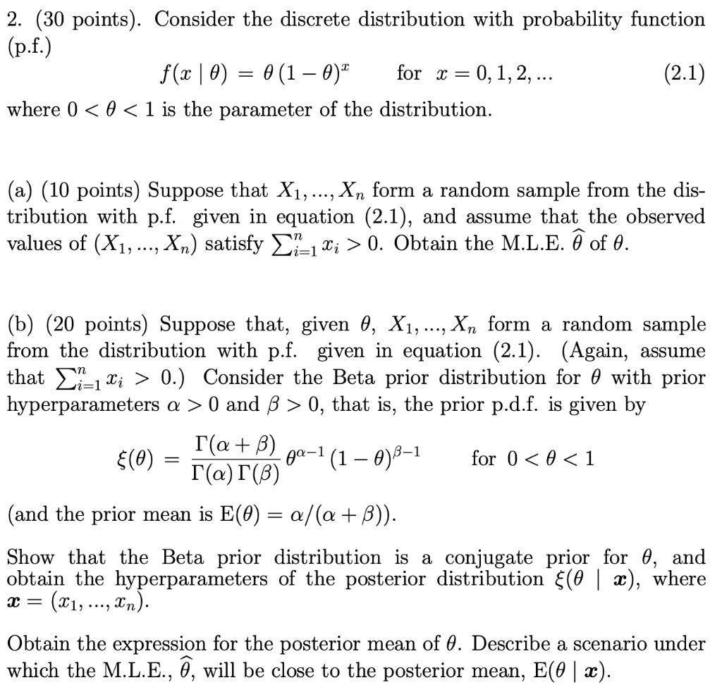 Solved 2 30 Points Consider The Discrete Distribution Chegg Com