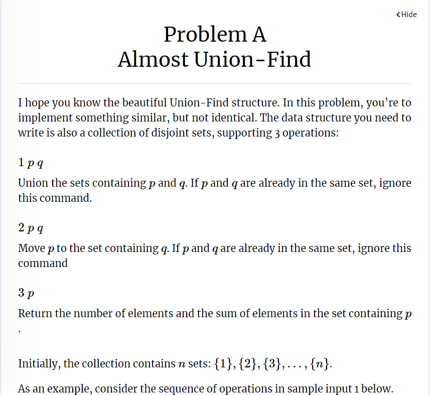 Solved Problem A Almost Union-Find I hope you know the | Chegg.com