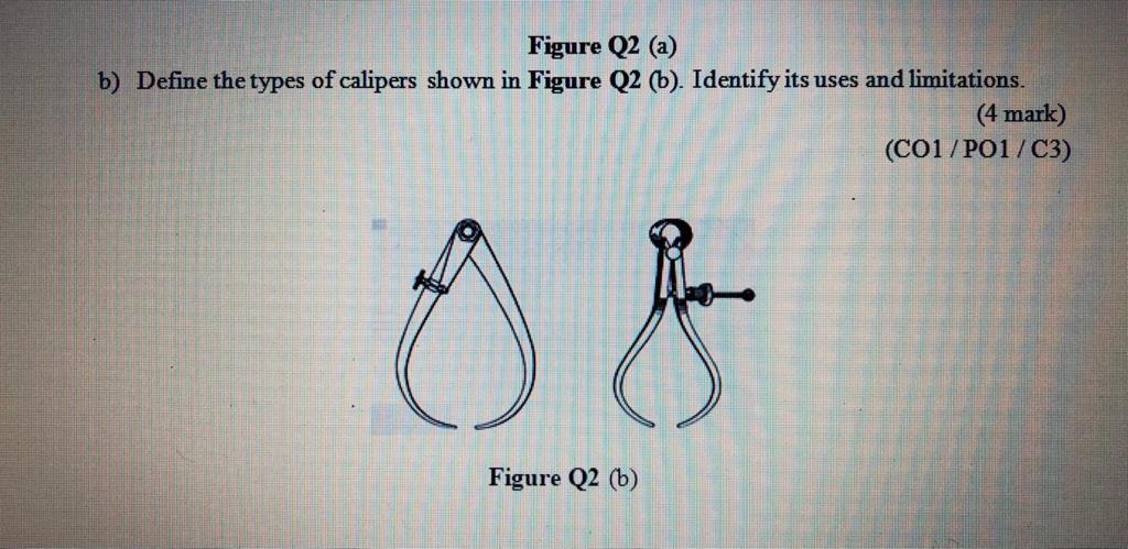 Solved Figure Q2 (a) b) Define the types of calipers shown | Chegg.com