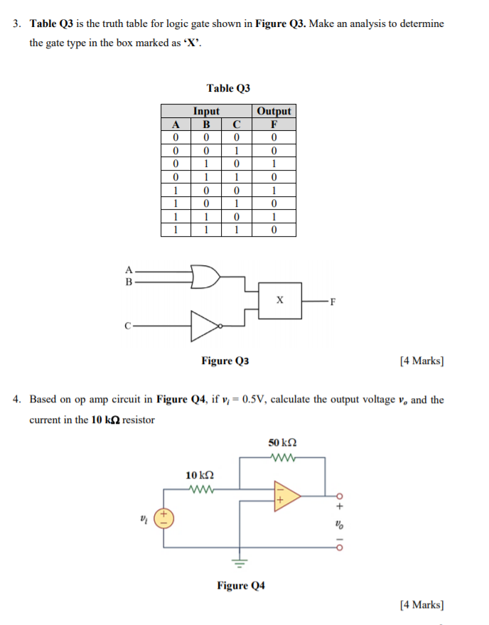 Solved 3. Table Q3 is the truth table for logic gate shown | Chegg.com