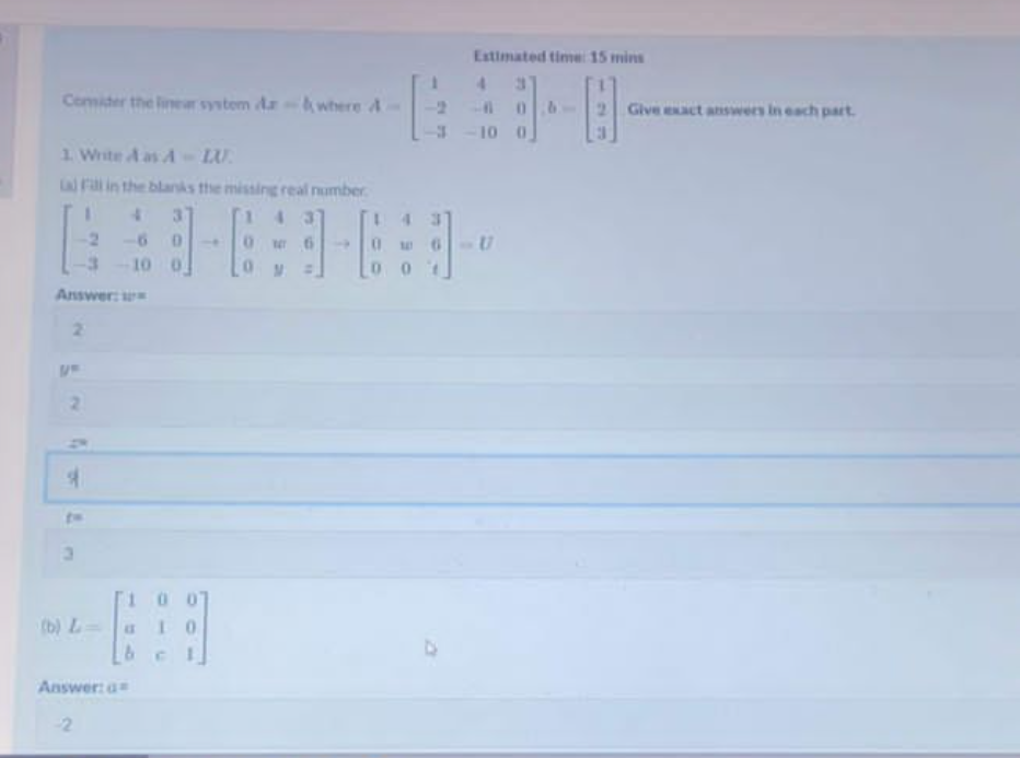 Solved Consider the linear system Ar-&where A 1. Write A as | Chegg.com