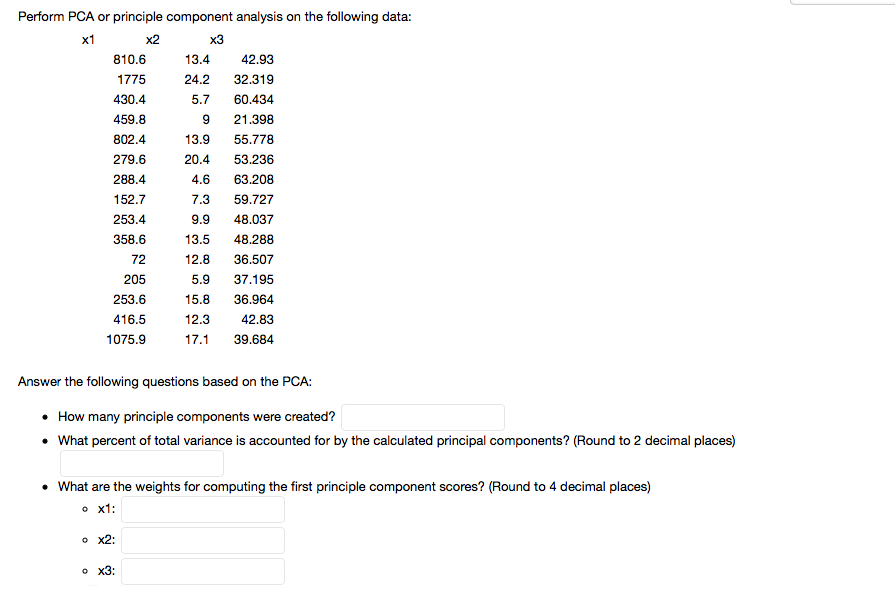 Perform PCA or principle component analysis on the | Chegg.com
