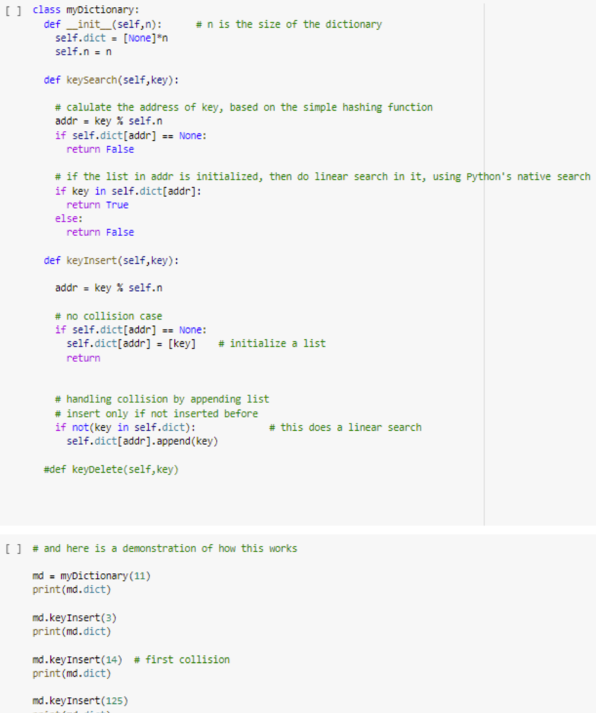 a) The implementation of myDictionary class in the | Chegg.com