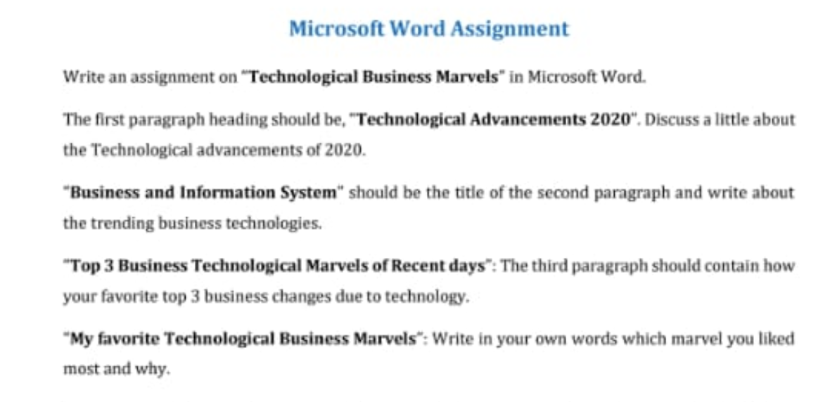 Solved Microsoft Word Assignment Write an assignment on | Chegg.com