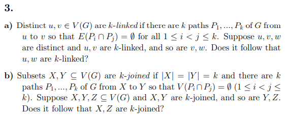 3 A Distinct U V E V G Are K Linked If There Are Chegg Com
