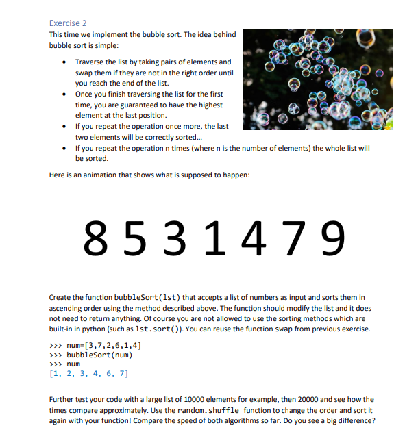 Solved Exercise 1 One of the simplest way to sort a list is | Chegg.com