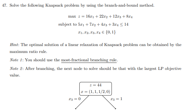 47. Solve the following Knapsack problem by using the | Chegg.com