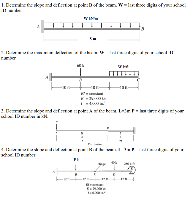 1. Determine the slope and deflection at point B of | Chegg.com
