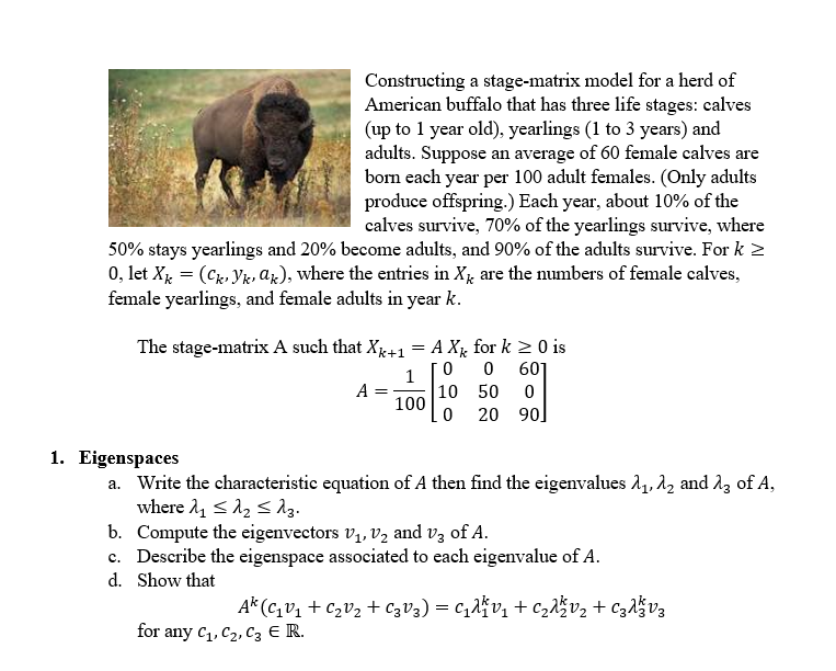 Constructing a stage-matrix model for a herd of | Chegg.com