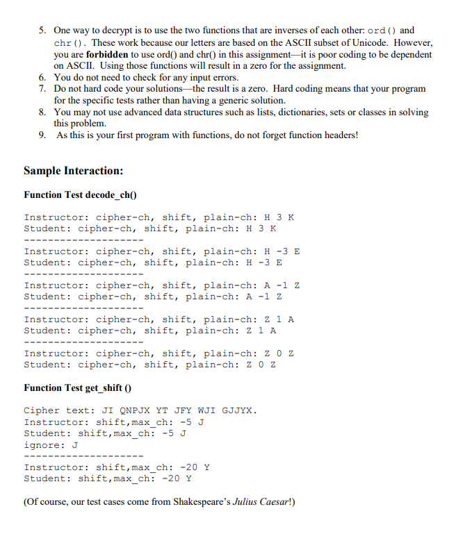 Assignment Overview The Caesar cipher is named after | Chegg.com